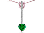 Star K 6mm Simulated Emerald Heart Arrow Bar Pendant Necklace