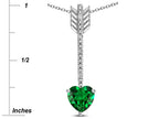 Star K 6mm Simulated Emerald Heart Arrow Bar Pendant Necklace