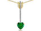 Star K 6mm Simulated Emerald Heart Arrow Bar Pendant Necklace