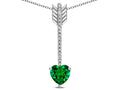 Star K 6mm Simulated Emerald Heart Arrow Bar Pendant Necklace