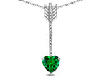 Star K 6mm Simulated Emerald Heart Arrow Bar Pendant Necklace