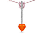 Star K 6mm Simulated Orange Mexican Fire Opal Heart Arrow Bar Pendant Necklace