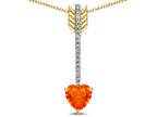 Star K 6mm Simulated Orange Mexican Fire Opal Heart Arrow Bar Pendant Necklace