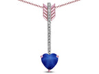 Star K 6mm Created Star Sapphire Heart Arrow Bar Pendant Necklace