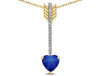 Star K 6mm Created Star Sapphire Heart Arrow Bar Pendant Necklace