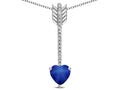 Star K 6mm Created Star Sapphire Heart Arrow Bar Pendant Necklace