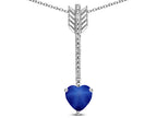 Star K 6mm Created Star Sapphire Heart Arrow Bar Pendant Necklace