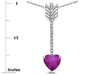 Star K 6mm Created Star Ruby Heart Arrow Bar Pendant Necklace