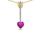 Star K 6mm Created Star Ruby Heart Arrow Bar Pendant Necklace