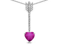 Star K 6mm Created Star Ruby Heart Arrow Bar Pendant Necklace