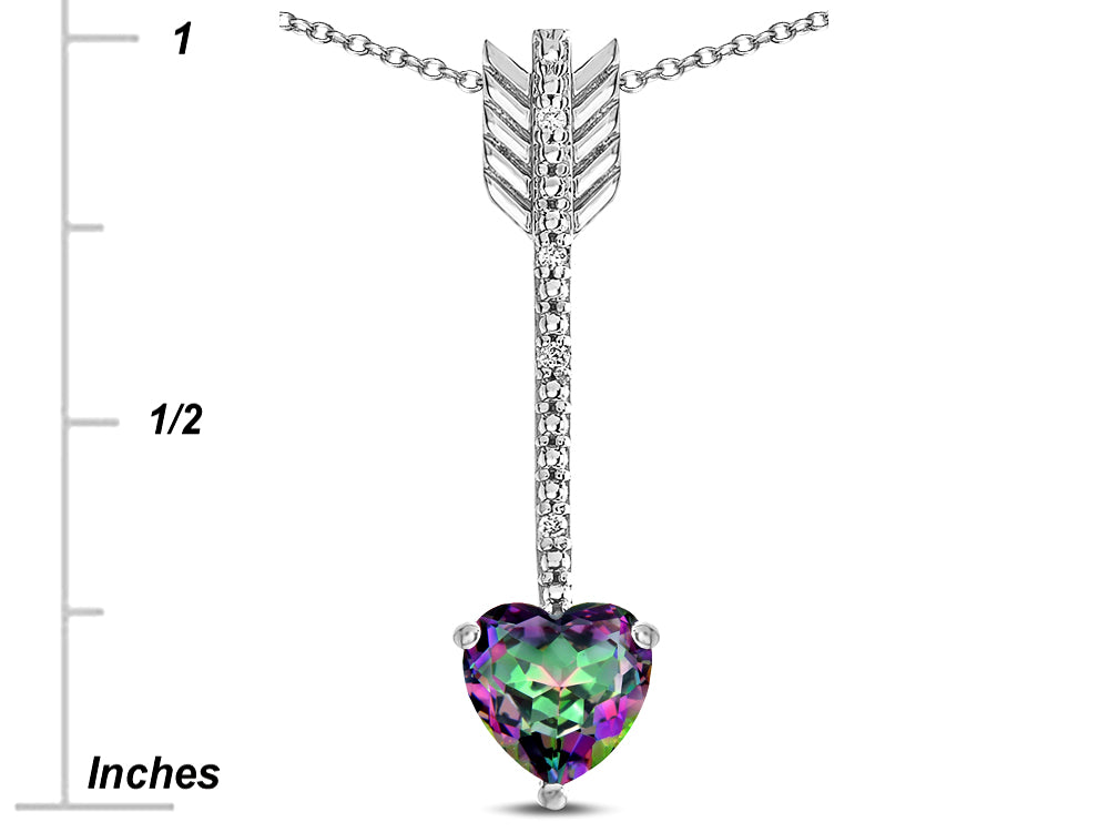 Star K 6mm Rainbow Mystic Topaz Heart Arrow Bar Pendant Necklace
