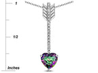 Star K 6mm Rainbow Mystic Topaz Heart Arrow Bar Pendant Necklace
