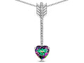 Star K 6mm Rainbow Mystic Topaz Heart Arrow Bar Pendant Necklace