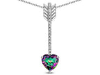 Star K 6mm Rainbow Mystic Topaz Heart Arrow Bar Pendant Necklace
