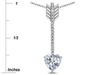 Star K 6mm Genuine White Topaz Heart Arrow Bar Pendant Necklace