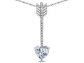 Star K 6mm Genuine White Topaz Heart Arrow Bar Pendant Necklace