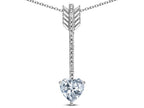Star K 6mm Genuine White Topaz Heart Arrow Bar Pendant Necklace