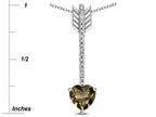 Star K 6mm Genuine Smoky Quartz Heart Arrow Bar Pendant Necklace