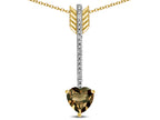 Star K 6mm Genuine Smoky Quartz Heart Arrow Bar Pendant Necklace