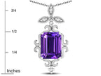 Star K Antique Vintage Design Octagon Cut Genuine Amethyst Pendent Necklace