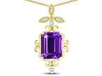 Star K Antique Vintage Design Octagon Cut Genuine Amethyst Pendent Necklace