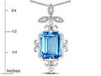 Star K Antique Vintage Design Octagon Cut Genuine Blue Topaz Pendent Necklace