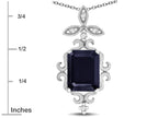 Star K Antique Vintage Design Octagon Cut Genuine Black Sapphire Pendent Necklace