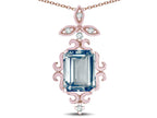 Star K Antique Vintage Design Octagon Cut Genuine Aquamarine Pendent Necklace