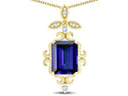 Star K Antique Vintage Design Octagon Cut Genuine Iolite Pendent Necklace