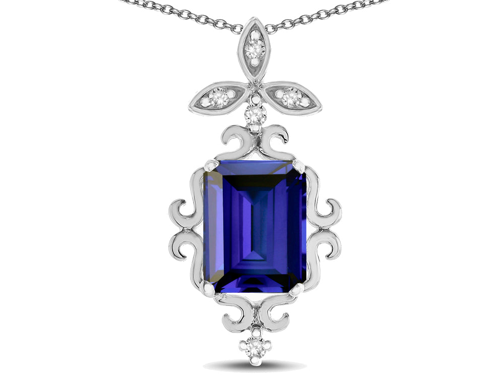 Star K Antique Vintage Design Octagon Cut Genuine Iolite Pendent Necklace