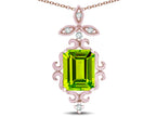 Star K Antique Vintage Design Octagon Cut Genuine Peridot Pendent Necklace