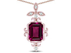 Star K Antique Vintage Design Octagon Cut Genuine Rhodolite Pendent Necklace