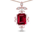Star K Antique Vintage Design Octagon Cut Created Ruby Pendent Necklace