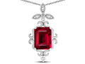 Star K Antique Vintage Design Octagon Cut Created Ruby Pendent Necklace