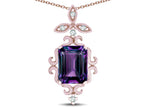 Star K Antique Vintage Design Octagon Cut Simulated Alexandrite Pendent Necklace