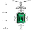 Star K Antique Vintage Design Octagon Cut Simulated Emerald Pendent Necklace
