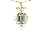 Star K Antique Vintage Design Octagon Cut Genuine White Topaz Pendent Necklace
