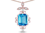 Star K Antique Vintage Design Octagon Cut Genuine Blue Topaz Pendent Necklace