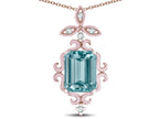 Star K Antique Vintage Design Octagon Cut Genuine Sky Blue Topaz Pendent Necklace