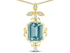 Star K Antique Vintage Design Octagon Cut Genuine Sky Blue Topaz Pendent Necklace
