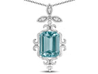 Star K Antique Vintage Design Octagon Cut Genuine Sky Blue Topaz Pendent Necklace