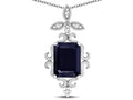 Star K Antique Vintage Design Octagon Cut Genuine Black Sapphire Pendent Necklace