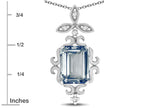 Star K Antique Vintage Design Octagon Cut Genuine Aquamarine Pendent Necklace