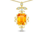 Star K Antique Vintage Design Octagon Cut Genuine Citrine Pendent Necklace