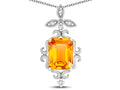 Star K Antique Vintage Design Octagon Cut Genuine Citrine Pendent Necklace