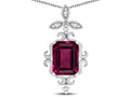 Star K Antique Vintage Design Octagon Cut Genuine Rhodolite Pendent Necklace