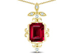 Star K Antique Vintage Design Octagon Cut Created Ruby Pendent Necklace