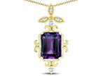 Star K Antique Vintage Design Octagon Cut Simulated Alexandrite Pendent Necklace