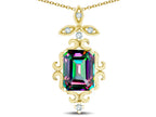 Star K Antique Vintage Design Octagon Cut Rainbow Mystic Topaz Pendent Necklace