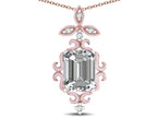 Star K Antique Vintage Design Octagon Cut Genuine White Topaz Pendent Necklace